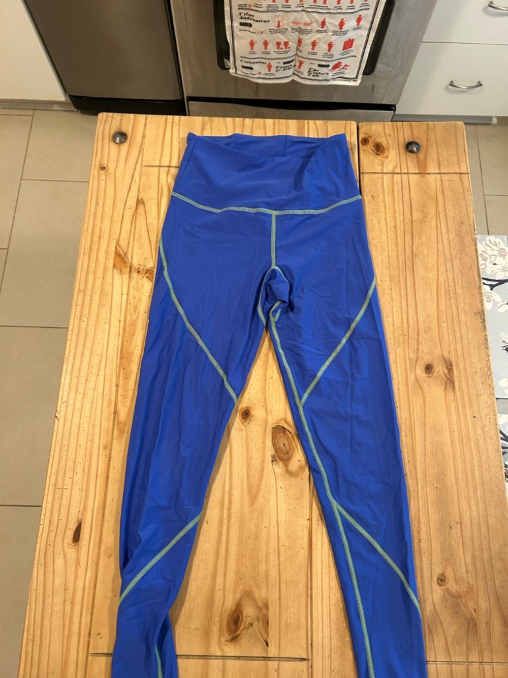 Blue High-Waist Active Leggings with Contrast Seams SPF